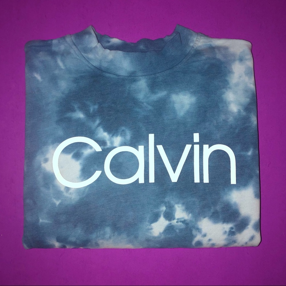 Calvin Klein blue tie-dye performance crewneck